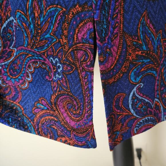 Susan Graver Sz L Open Front Cardigan Duster Topper Paisley Long Sleeve Pockets - Picture 5 of 16